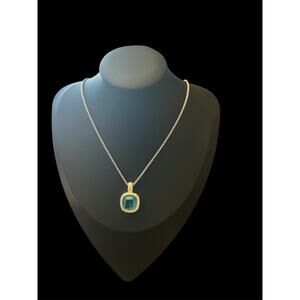 Silver Necklace with Blue Topaz Gold Pendant